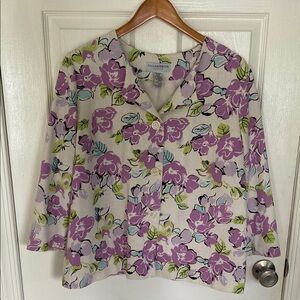 Sag Harbor 14 Floral Button-Up Blouse Jacket